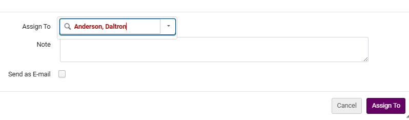 The Assign To Dialog Box.